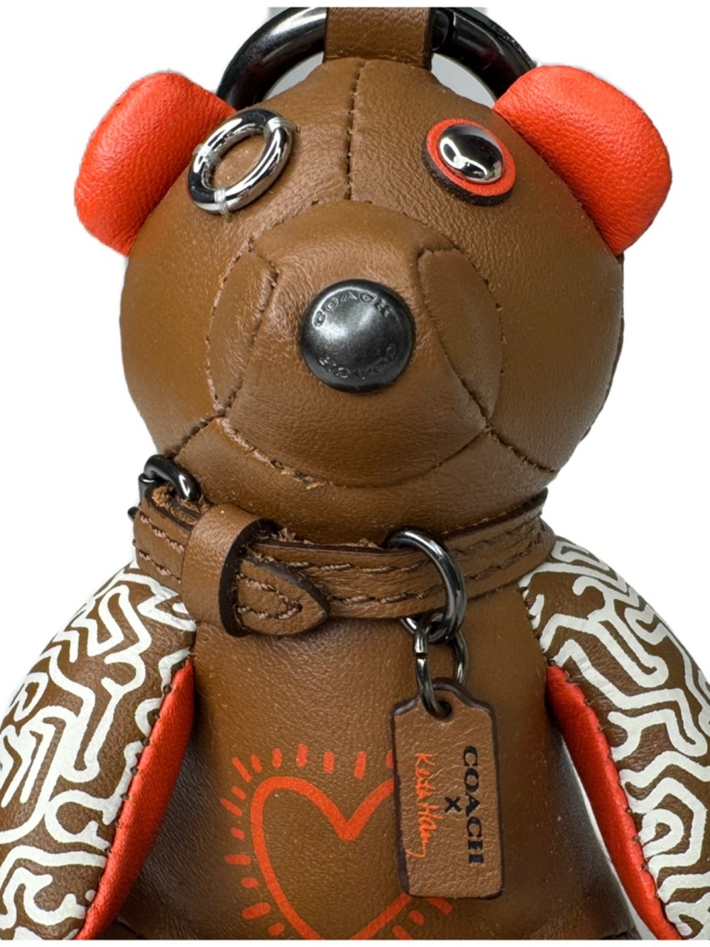 Coach Keith Haring Leather Heart Bear Bag Charm/Rare Fob  20138 Keychain - Picture 5 of 13